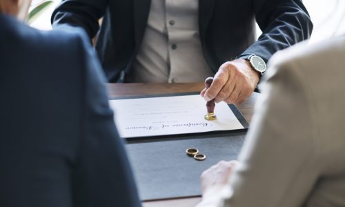 Breakup marriage couple with divorce certification